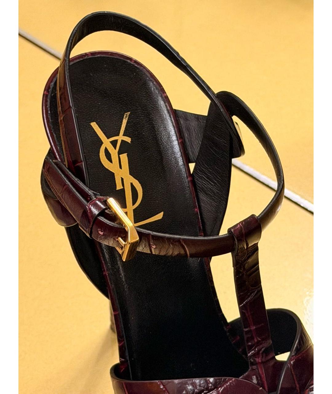 SAINT LAURENT Черные кожаные босоножки, фото 5