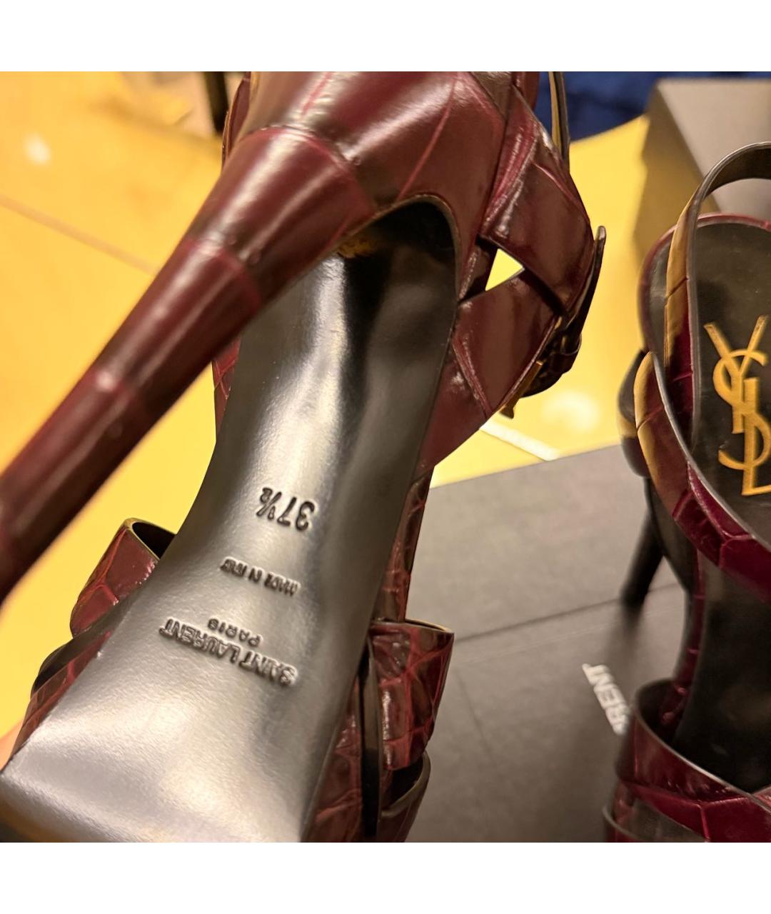 SAINT LAURENT Черные кожаные босоножки, фото 7