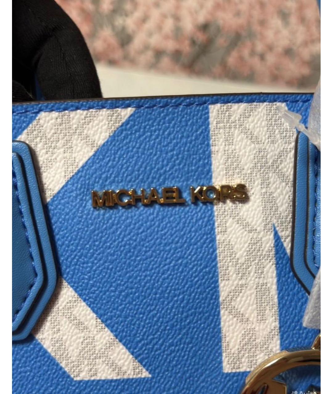 MICHAEL KORS Синяя сумка с короткими ручками из канвы, фото 3