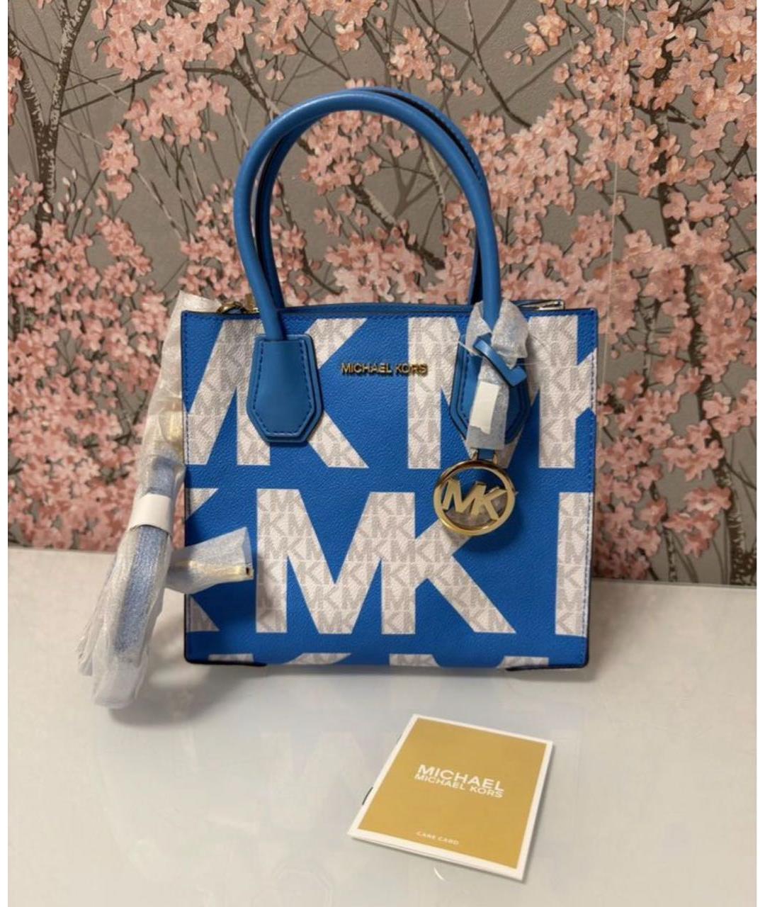MICHAEL KORS Синяя сумка с короткими ручками из канвы, фото 9