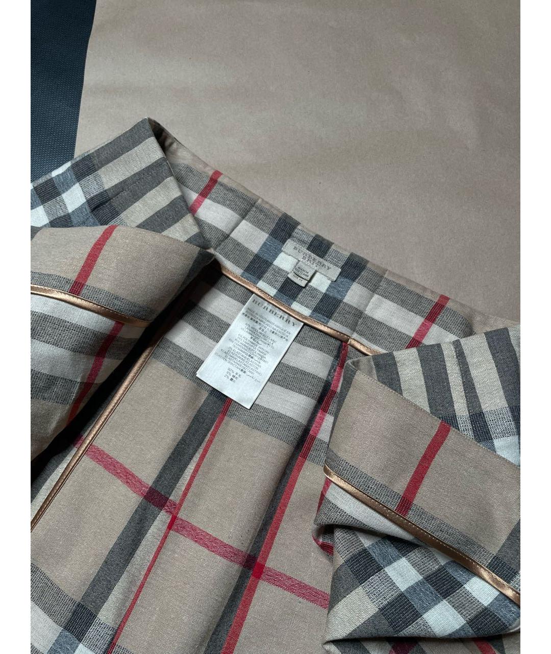 BURBERRY Бежевая шерстяная юбка мини, фото 4