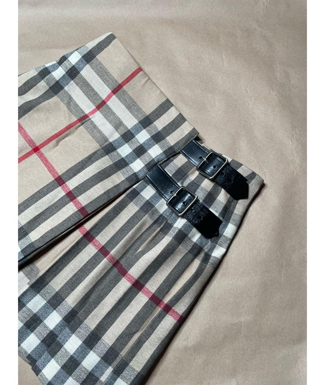 BURBERRY Бежевая шерстяная юбка мини, фото 2