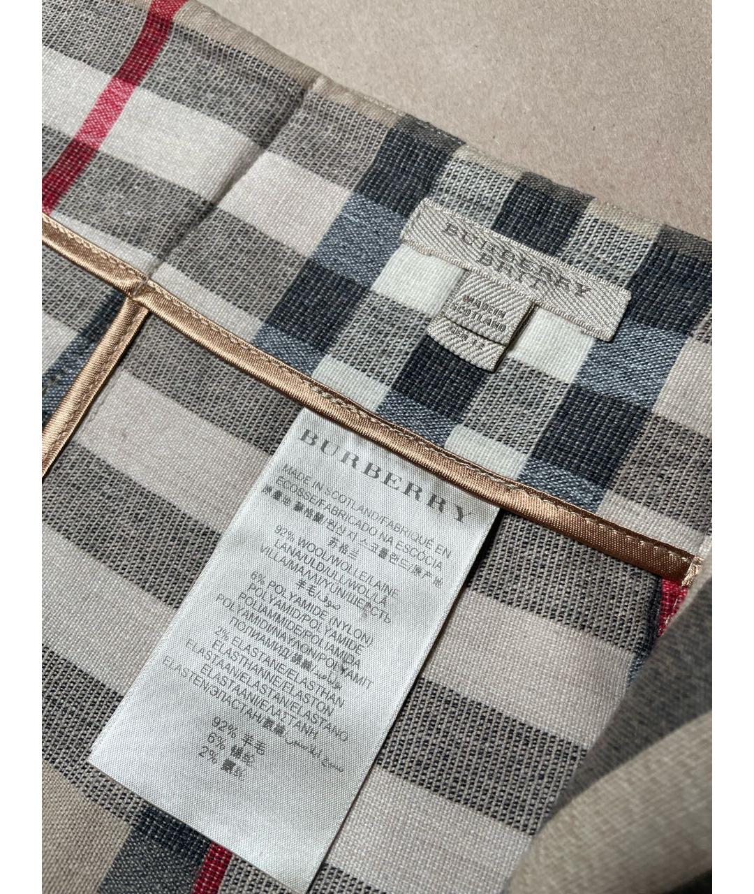 BURBERRY Бежевая шерстяная юбка мини, фото 3