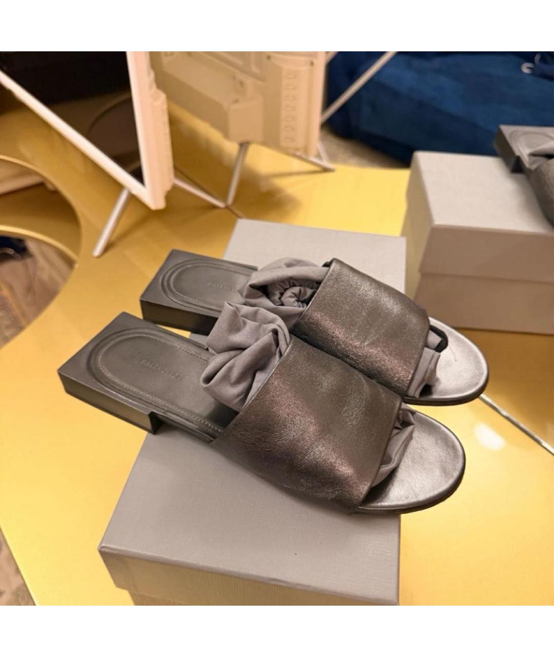 BALENCIAGA Кожаные шлепанцы, фото 4