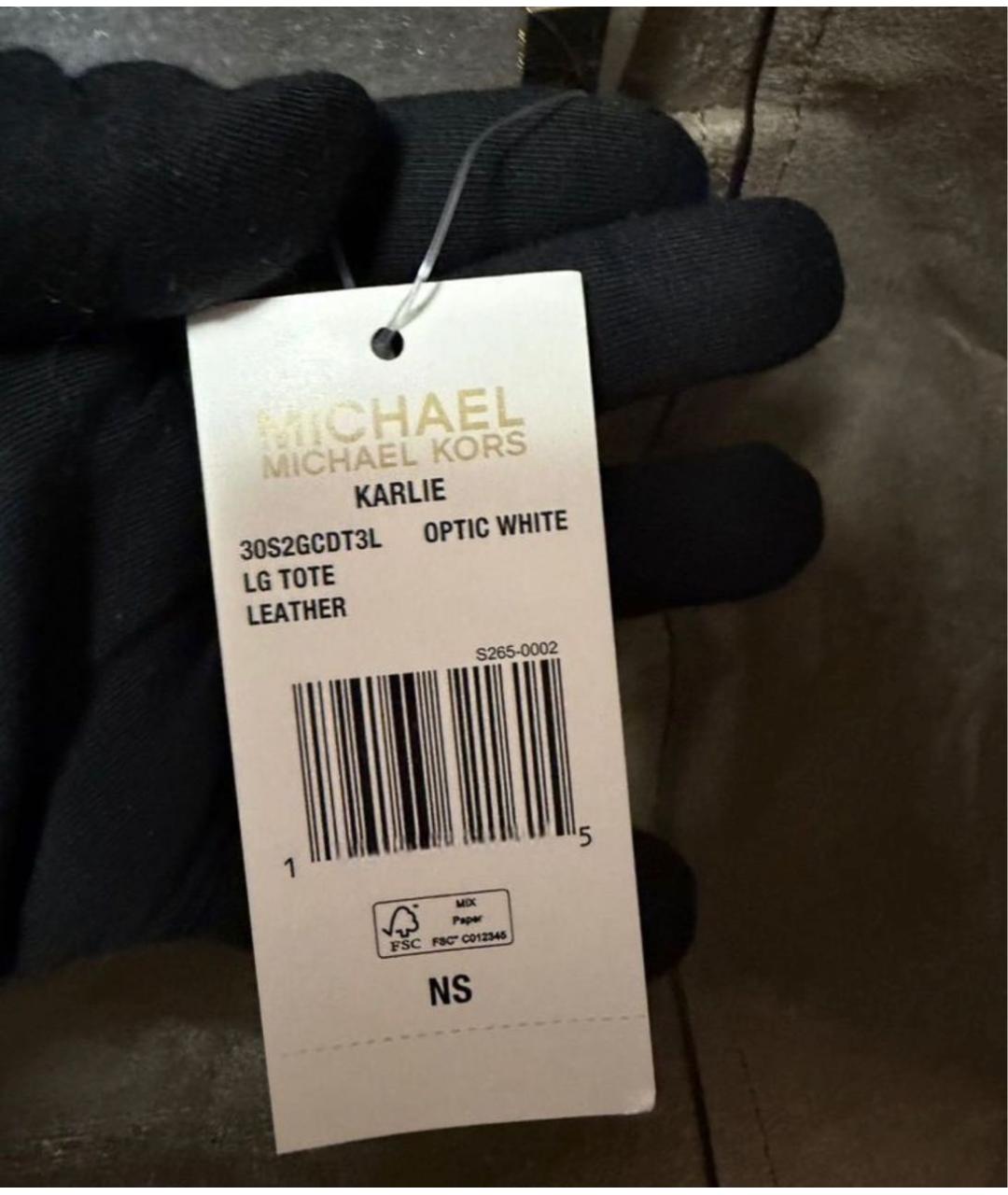 MICHAEL KORS Белая кожаная сумка тоут, фото 7