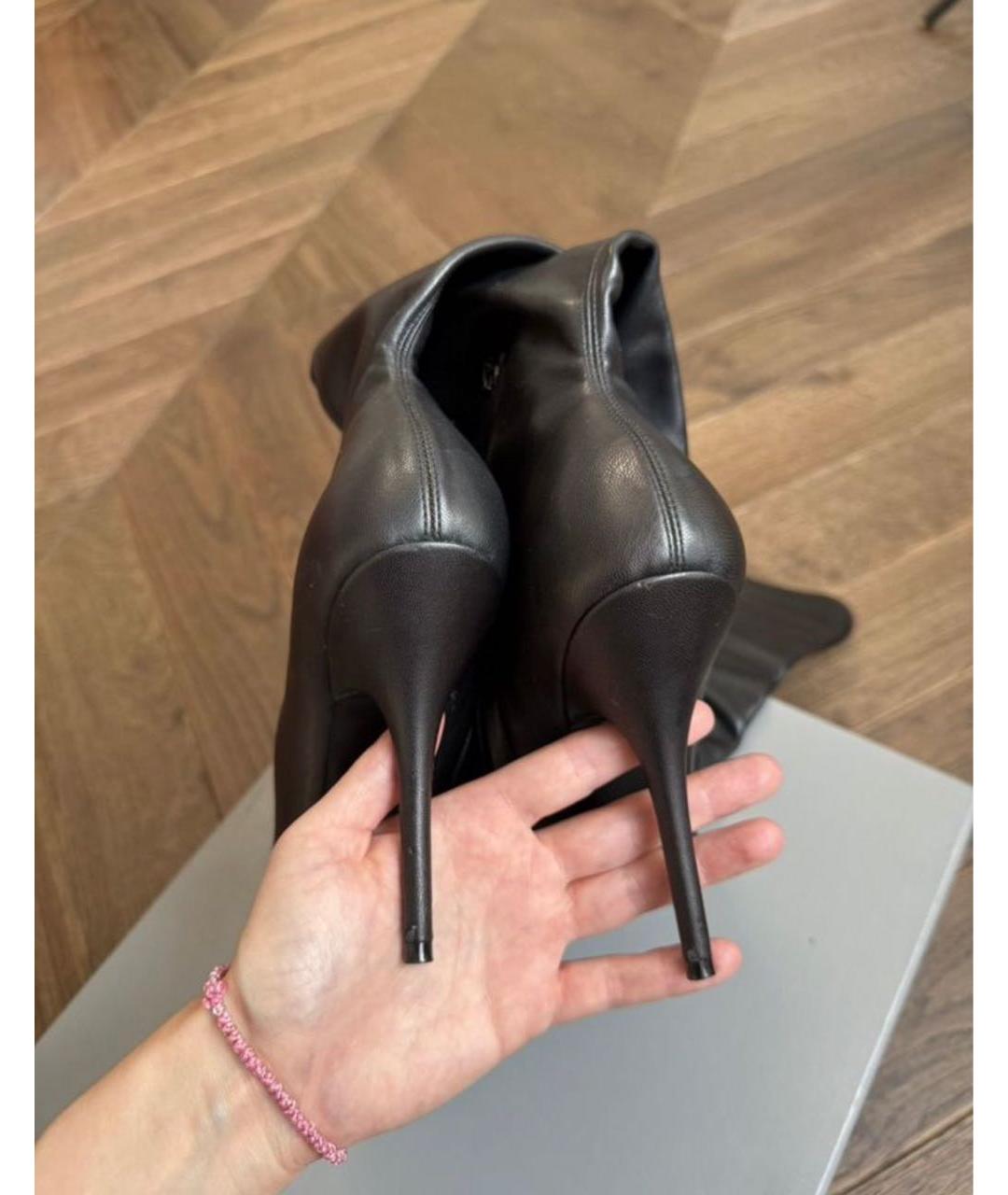 BALENCIAGA Черные кожаные ботфорты, фото 4