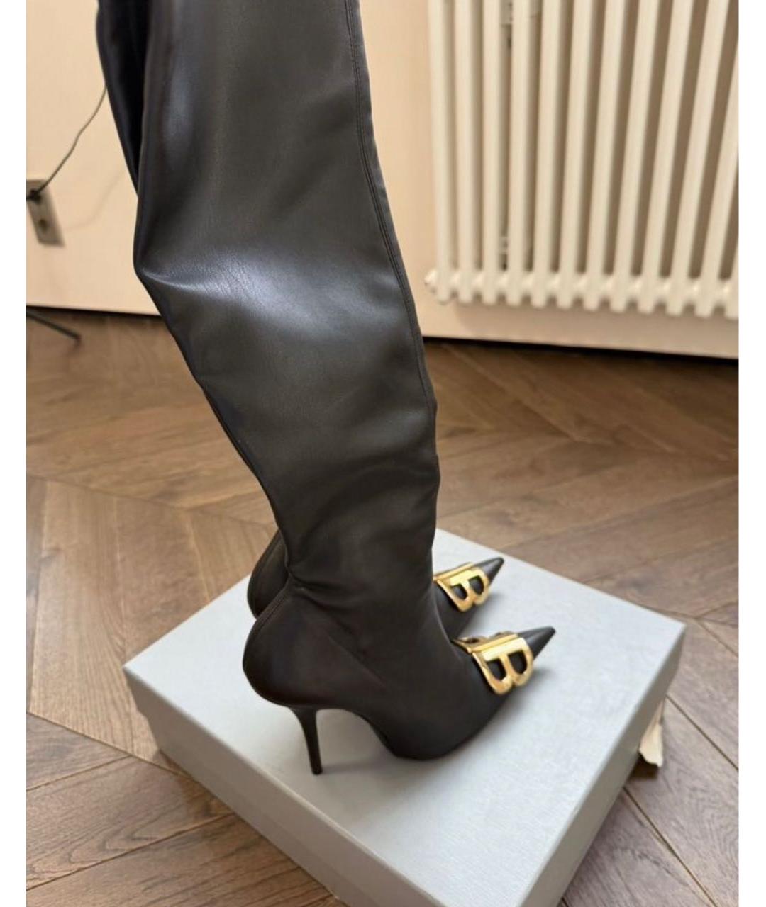 BALENCIAGA Черные кожаные ботфорты, фото 8