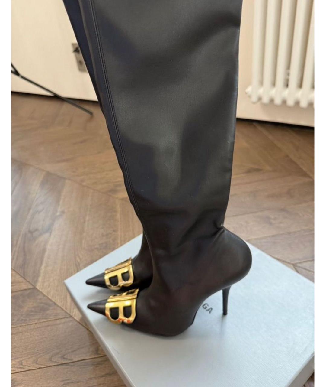 BALENCIAGA Черные кожаные ботфорты, фото 9