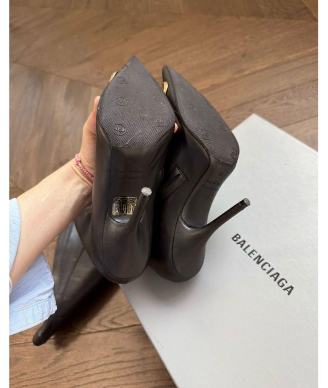 BALENCIAGA Черные кожаные ботфорты, фото 6