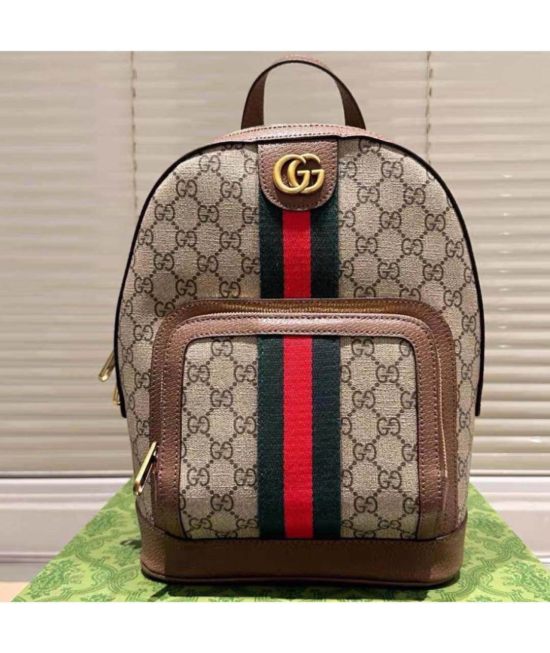 GUCCI Бежевый тканевый рюкзак, фото 3