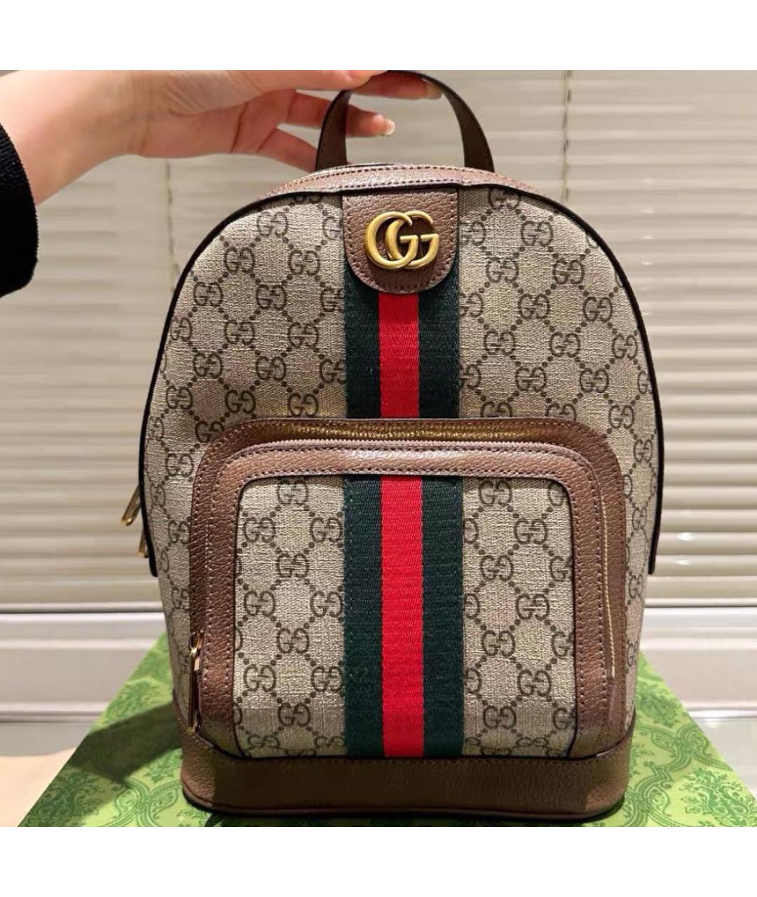 GUCCI Бежевый тканевый рюкзак, фото 2