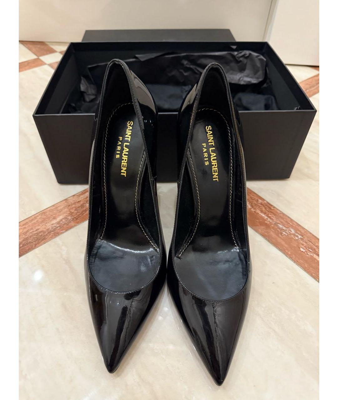 SAINT LAURENT Черные кожаные туфли, фото 2