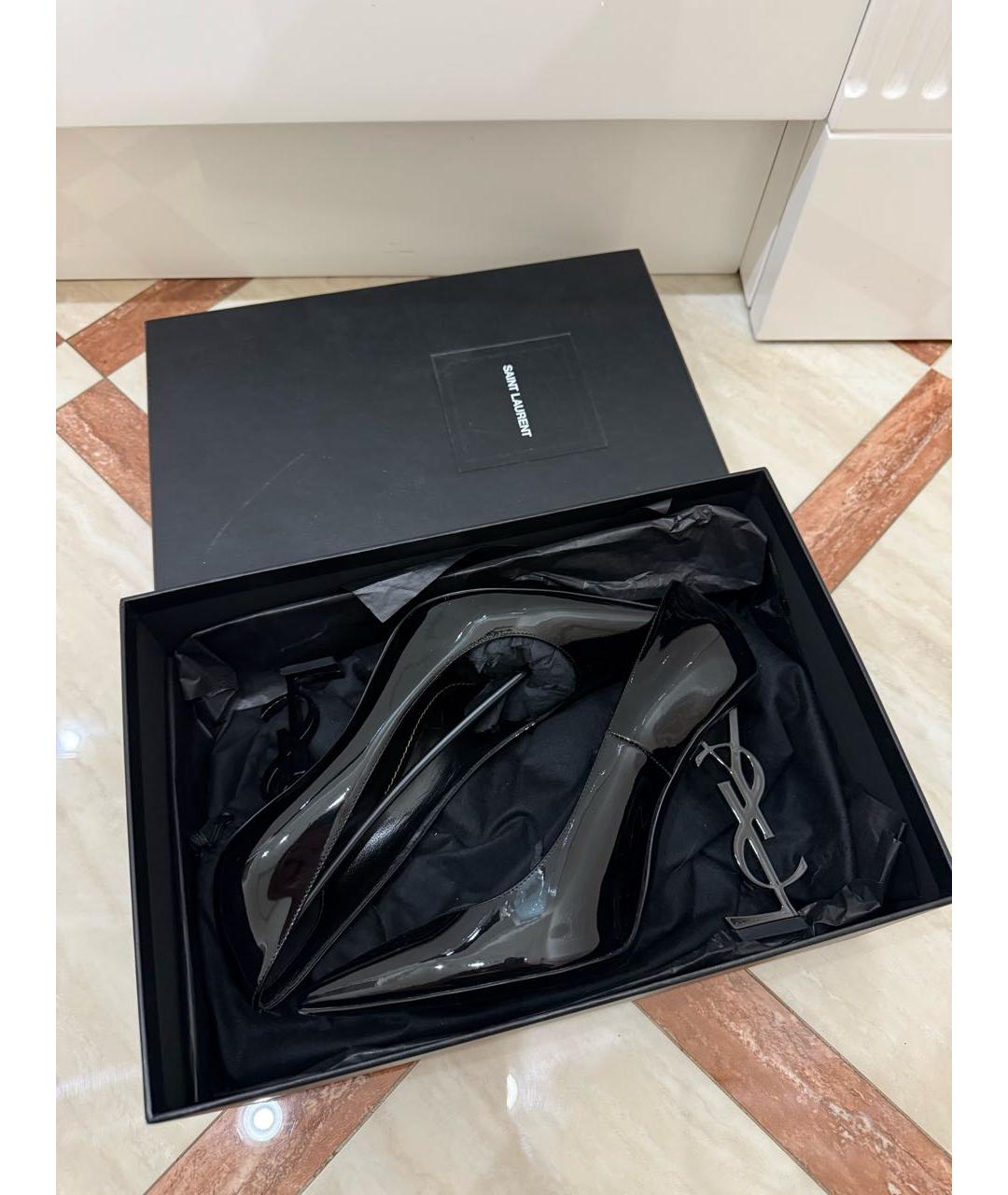 SAINT LAURENT Черные кожаные туфли, фото 7