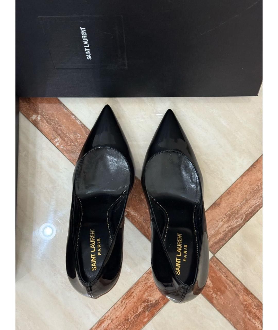 SAINT LAURENT Черные кожаные туфли, фото 3