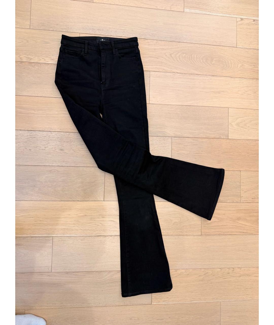 7 FOR ALL MANKIND Черные хлопко-эластановые джинсы клеш, фото 4