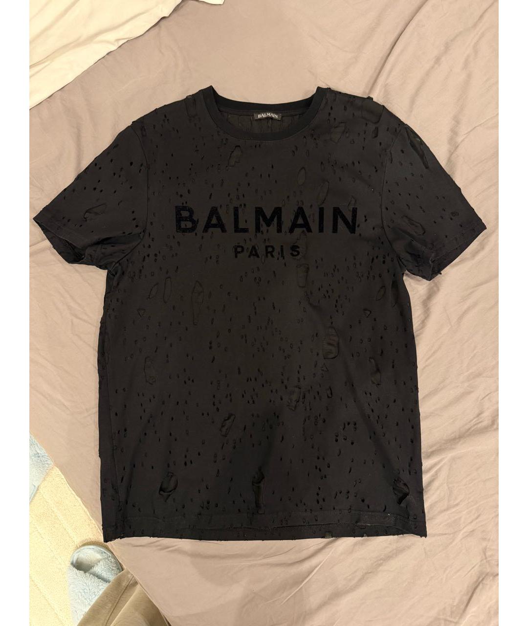 BALMAIN Черная хлопковая футболка, фото 6