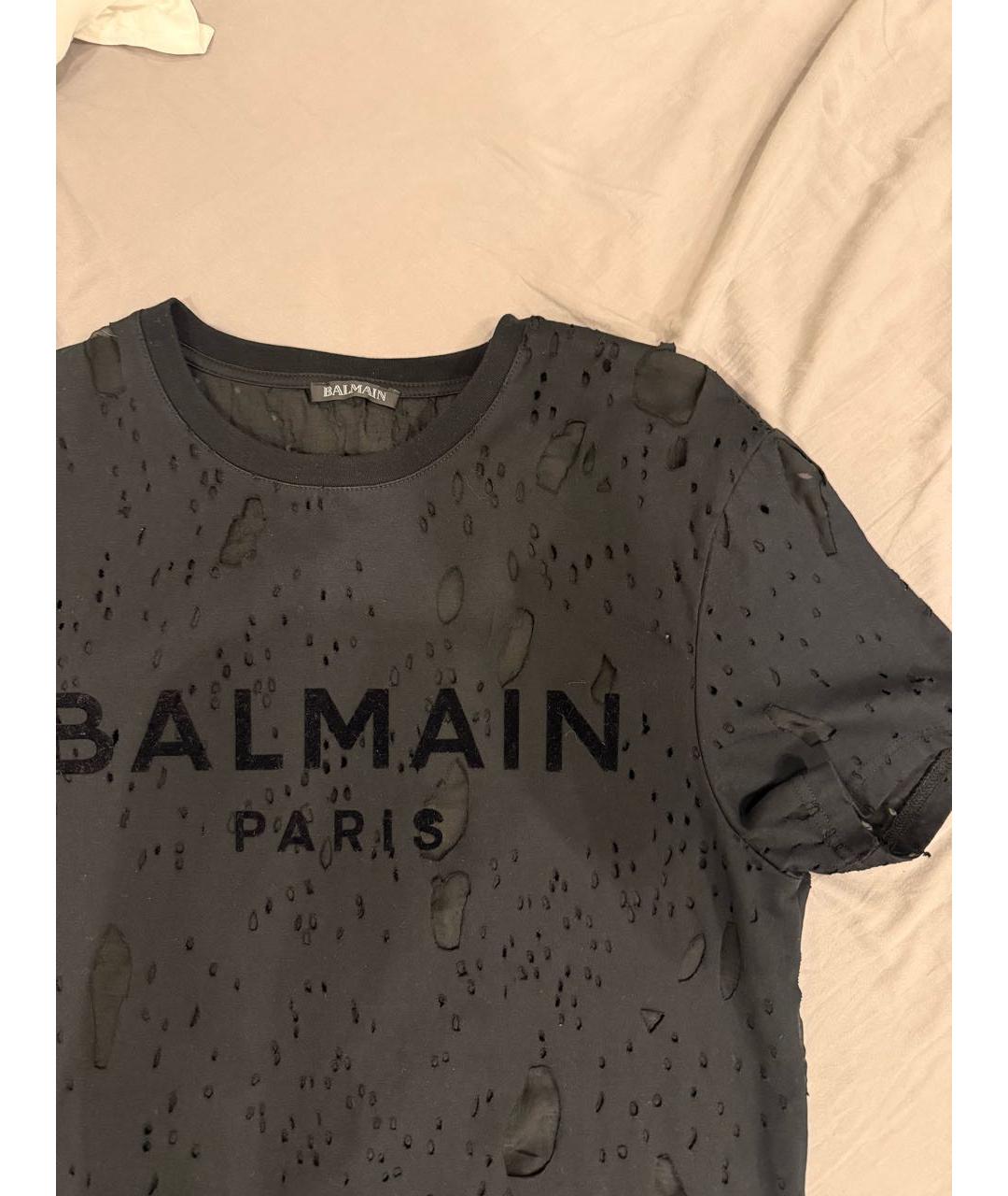 BALMAIN Черная хлопковая футболка, фото 3