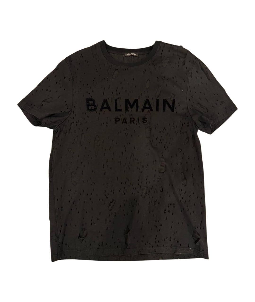BALMAIN Черная хлопковая футболка, фото 1