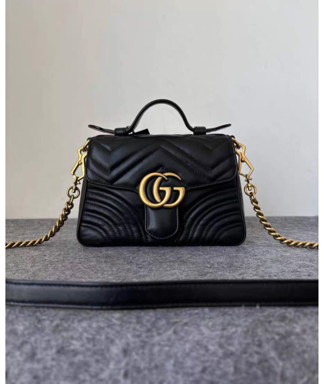 GUCCI Черная кожаная сумка через плечо, фото 8