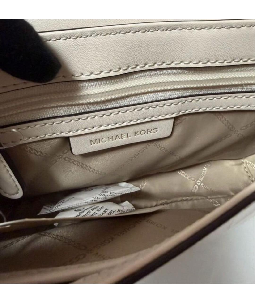 MICHAEL KORS Белая кожаная сумка через плечо, фото 4