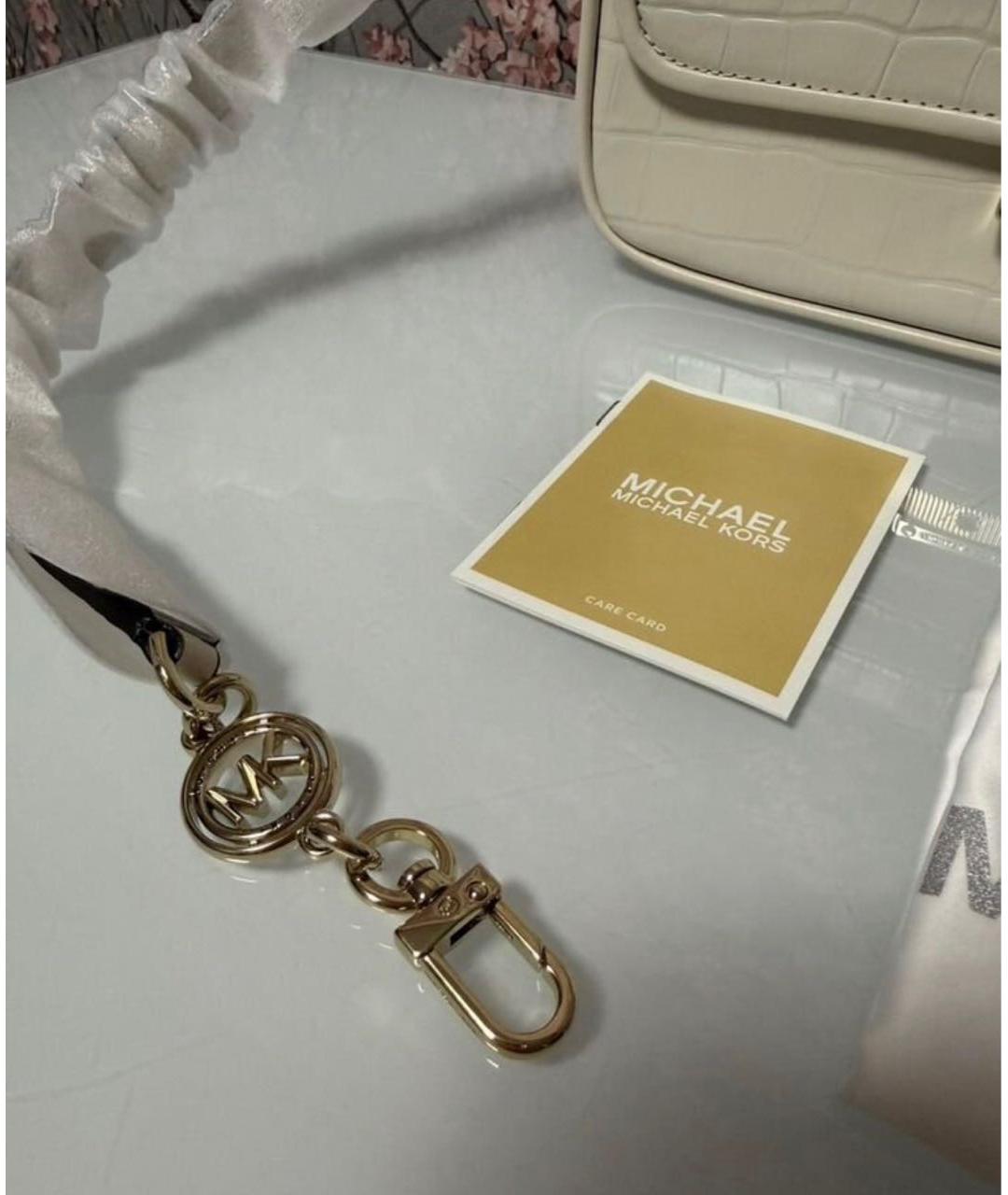 MICHAEL KORS Белая кожаная сумка через плечо, фото 2