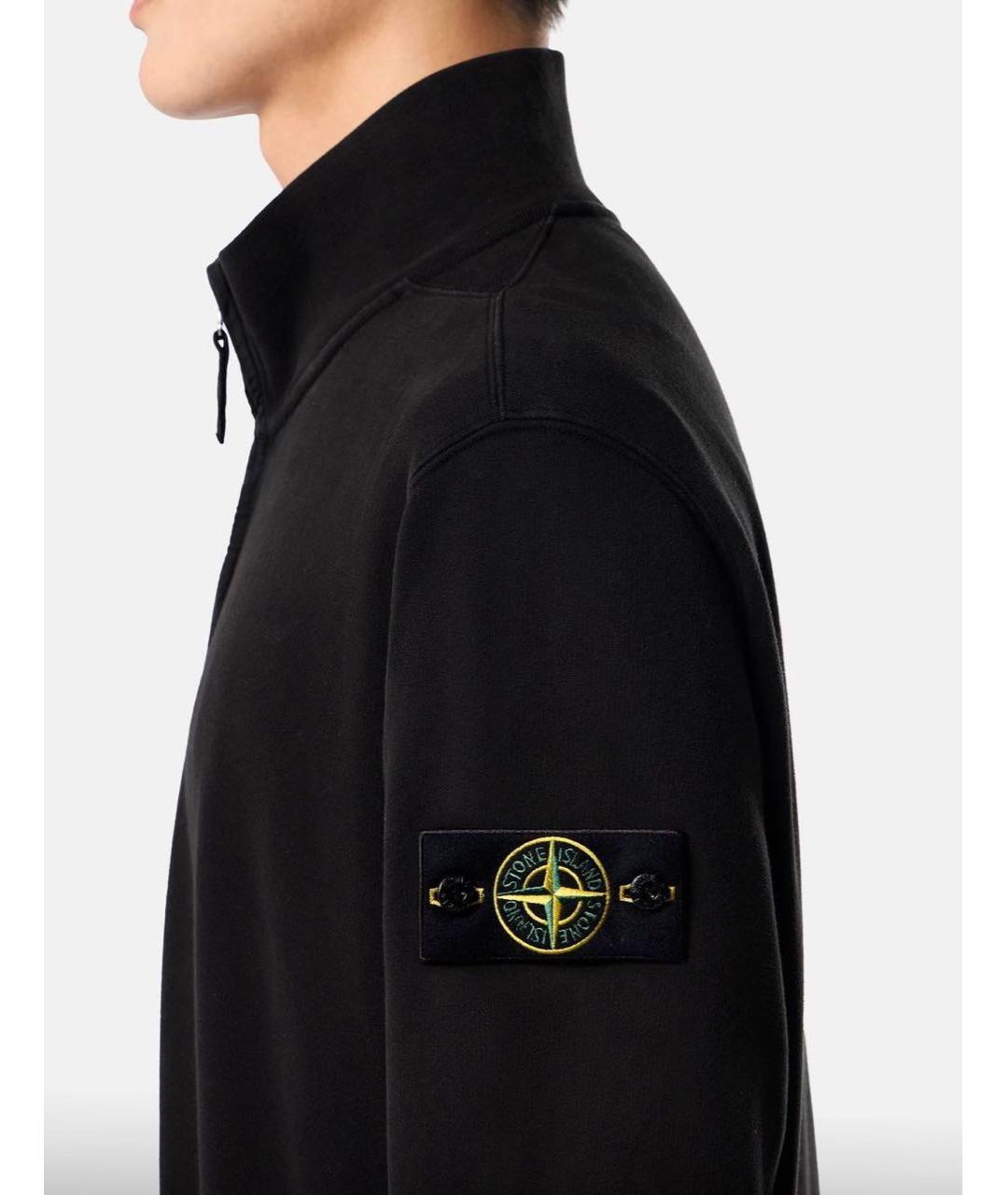 STONE ISLAND Черный хлопковый кардиган, фото 3