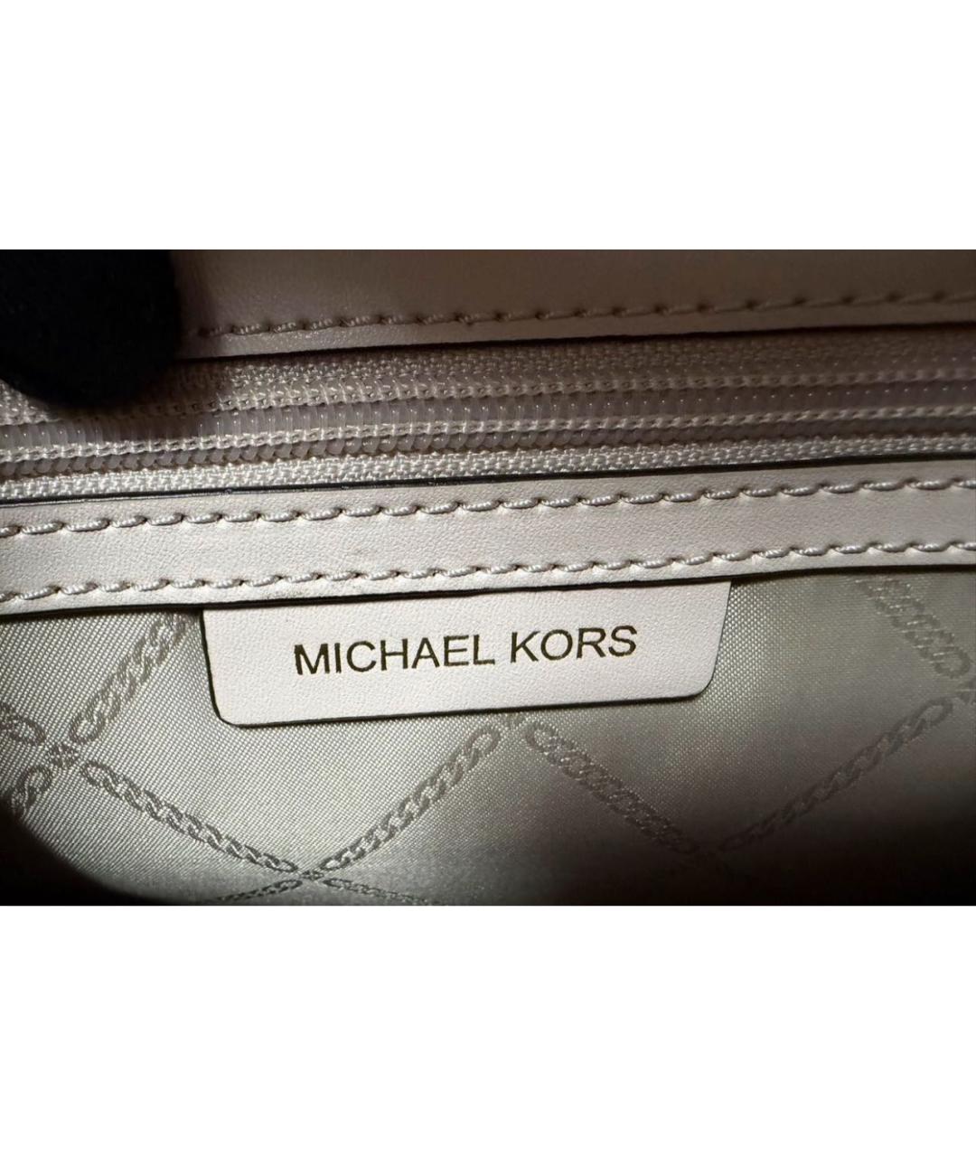MICHAEL KORS Бежевая кожаная сумка через плечо, фото 6