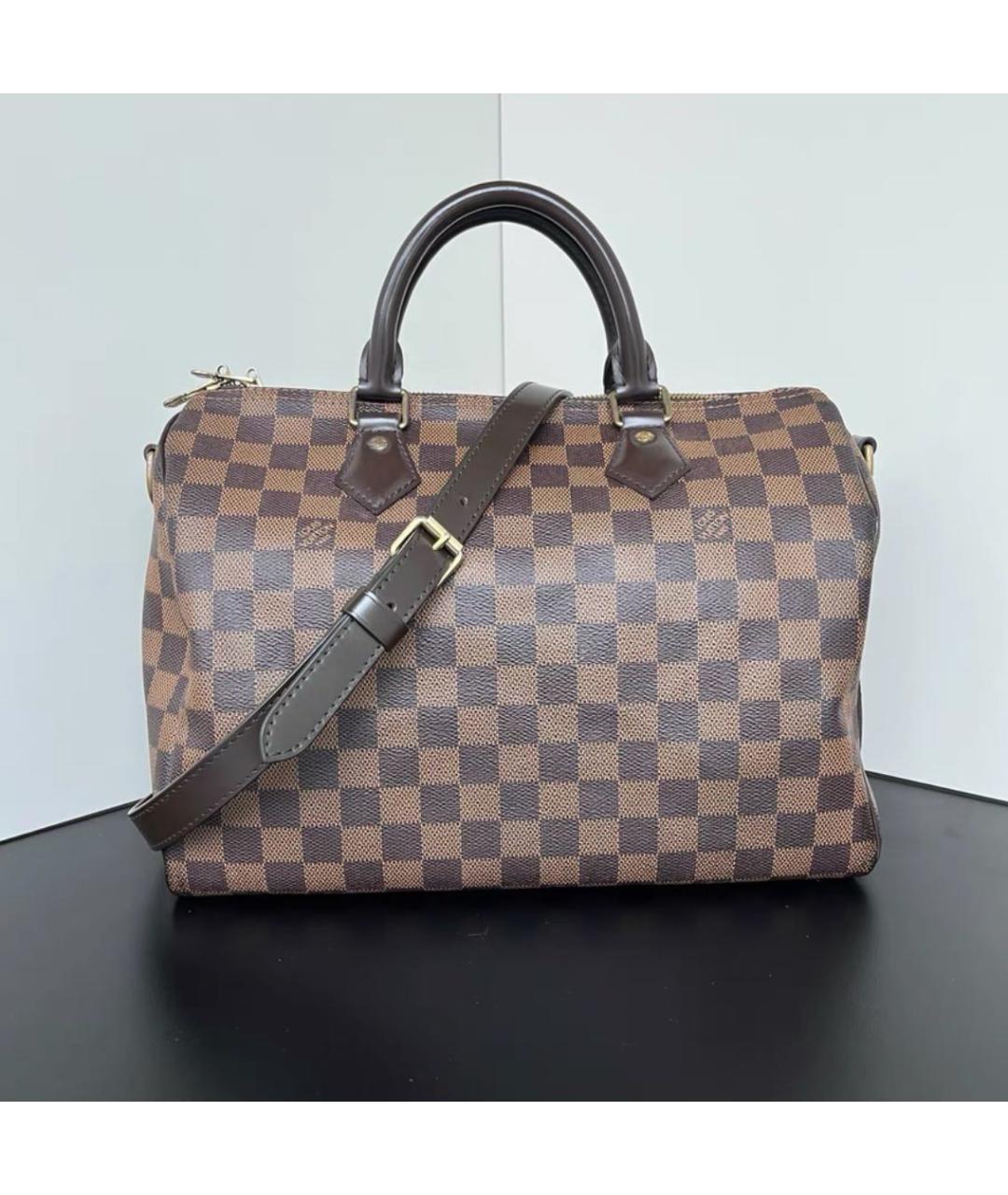 LOUIS VUITTON Коричневая сумка с короткими ручками из канвы, фото 7