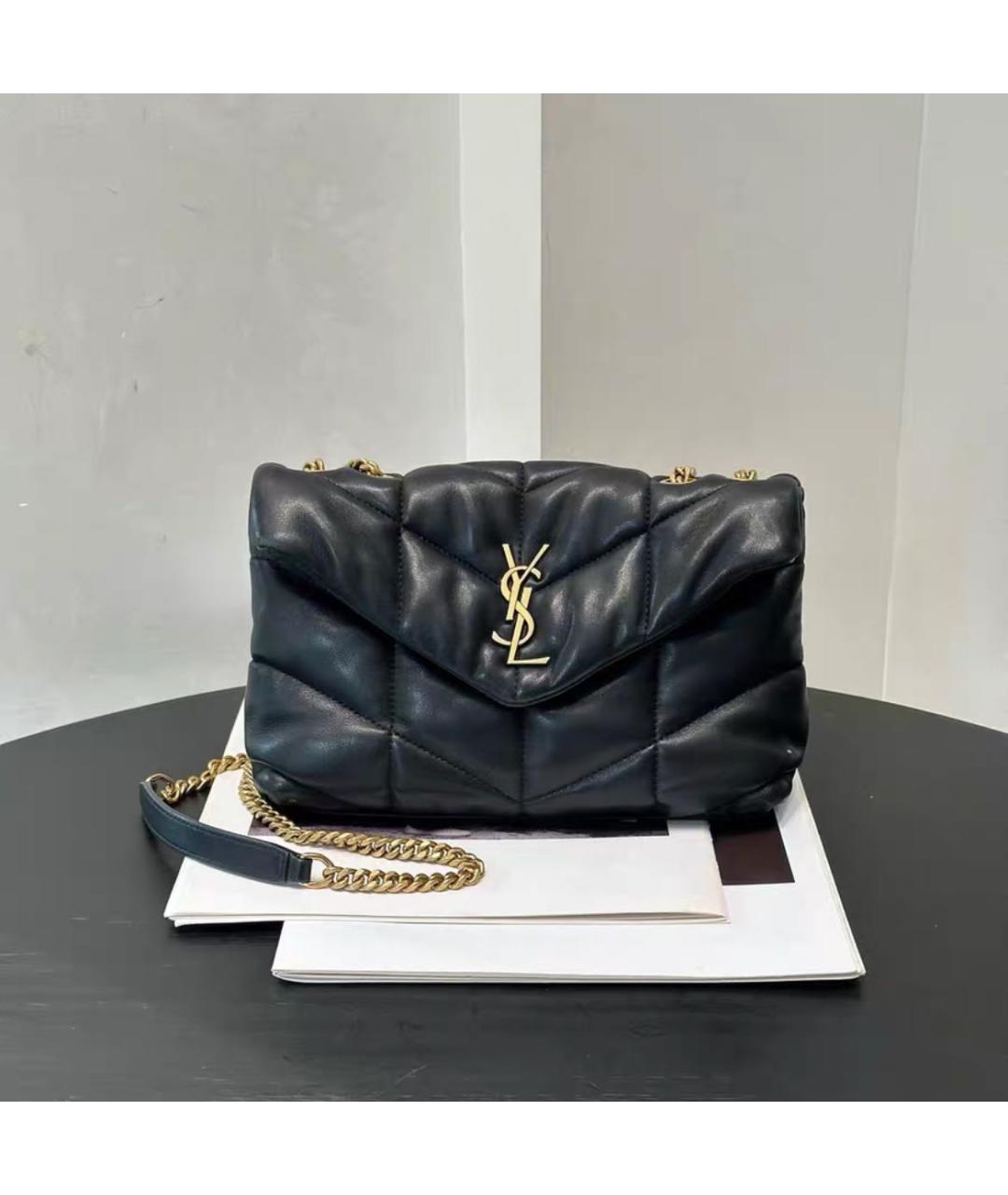 SAINT LAURENT Черная кожаная сумка через плечо, фото 2