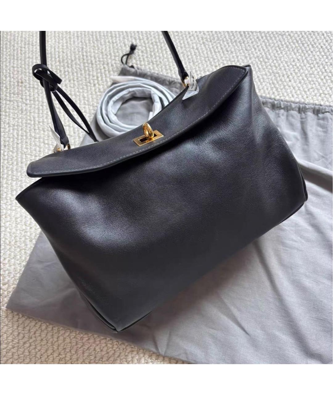 BALENCIAGA Черная кожаная сумка тоут, фото 5