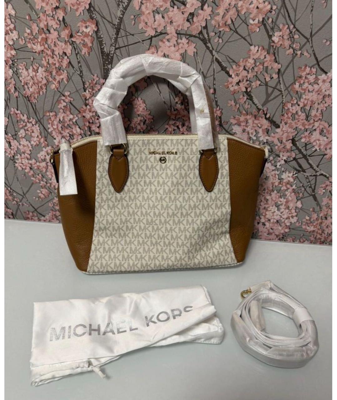 MICHAEL KORS Коричневая сумка с короткими ручками из канвы, фото 9