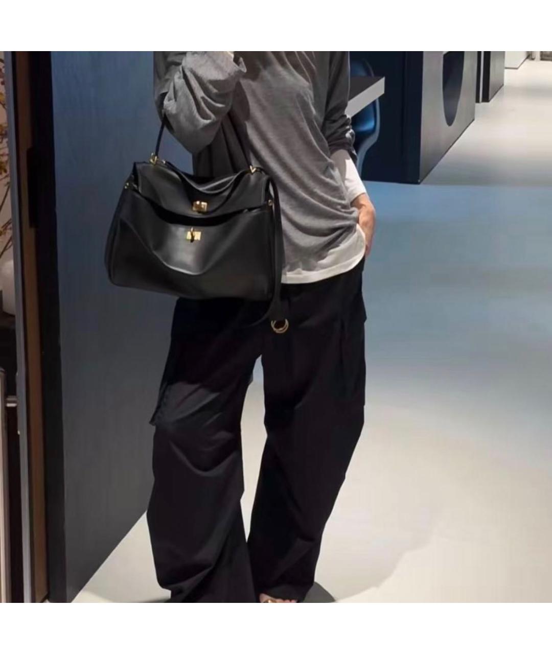 BALENCIAGA Черная кожаная сумка тоут, фото 6