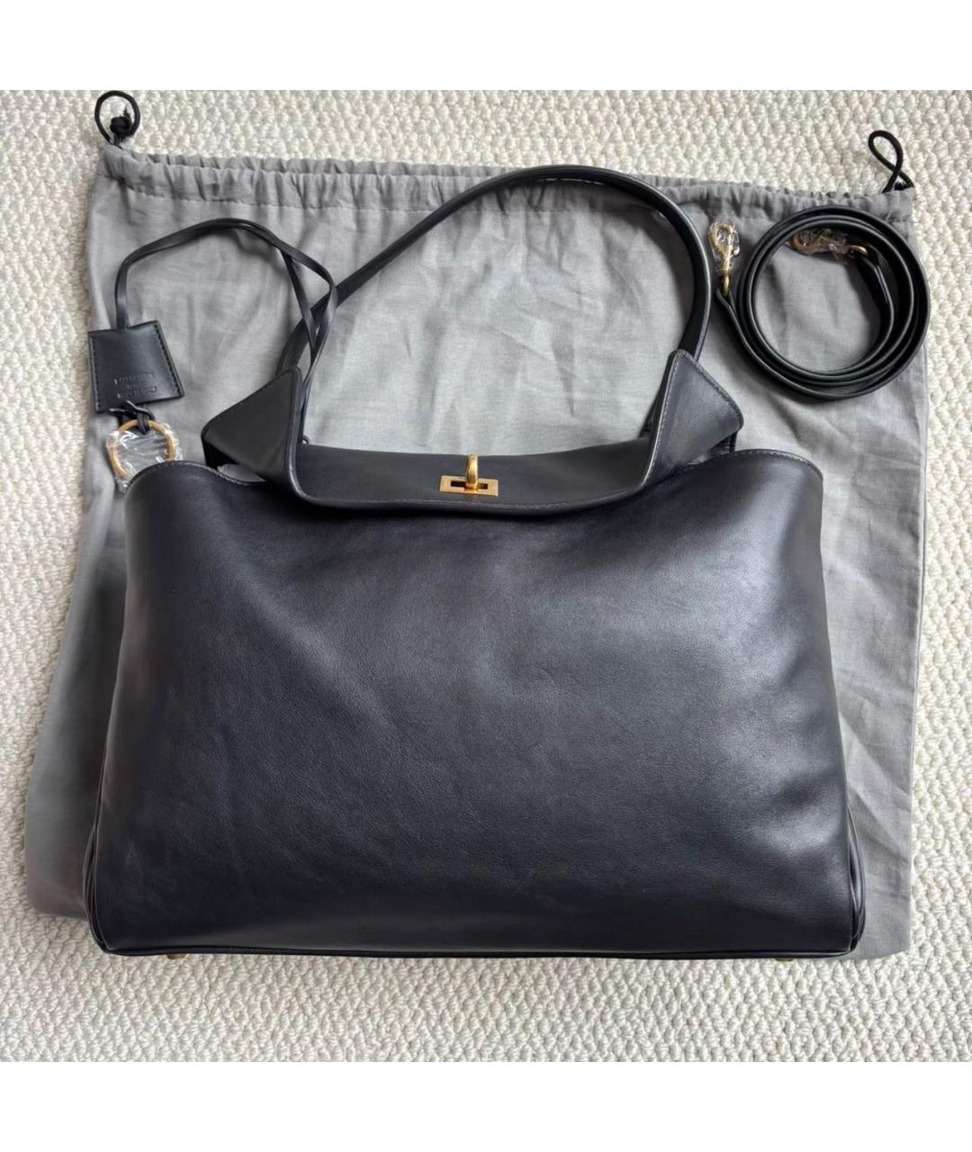 BALENCIAGA Черная кожаная сумка тоут, фото 7