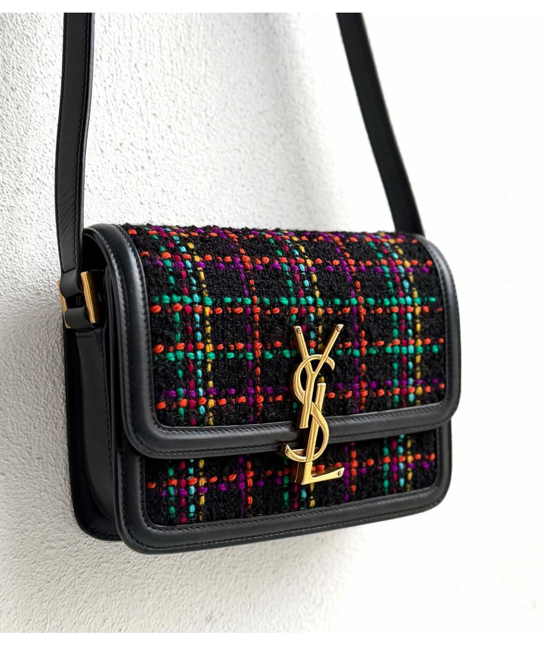 SAINT LAURENT Черная кожаная сумка через плечо, фото 2