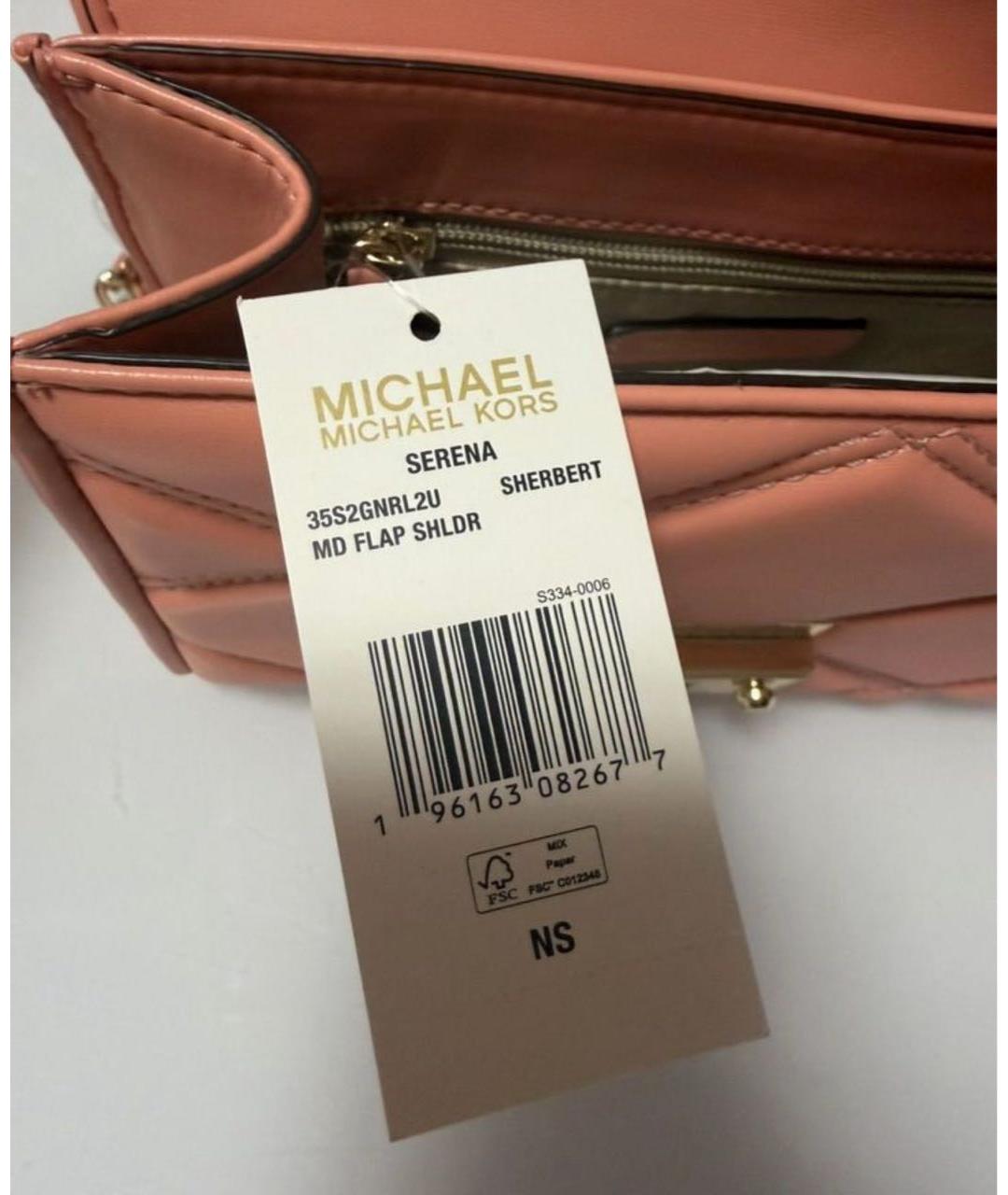 MICHAEL KORS Коралловая сумка через плечо из искусственной кожи, фото 6
