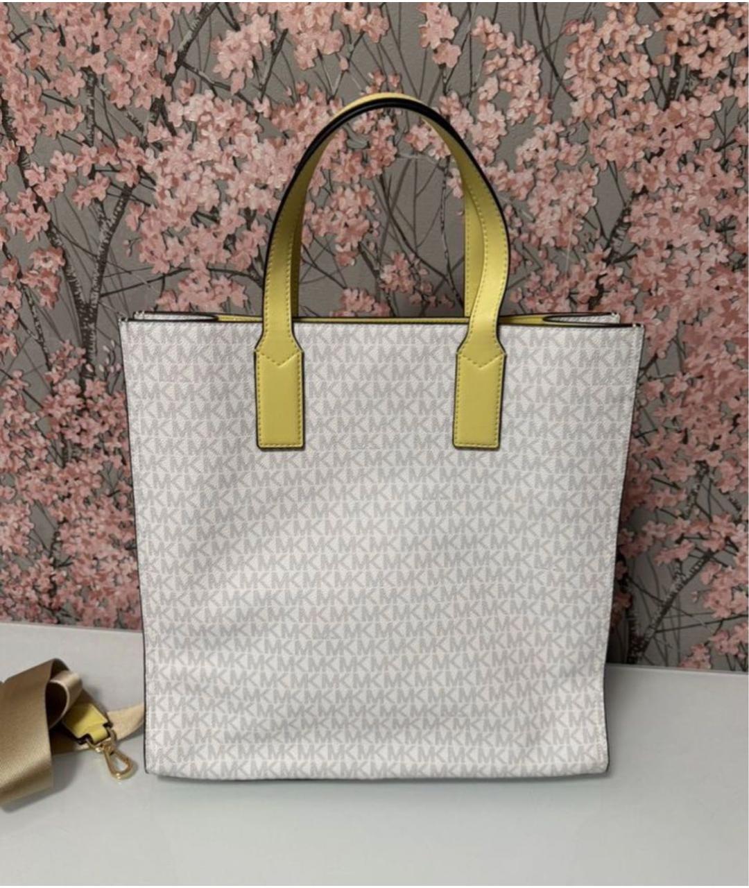 MICHAEL KORS Белая сумка тоут из канвы, фото 2