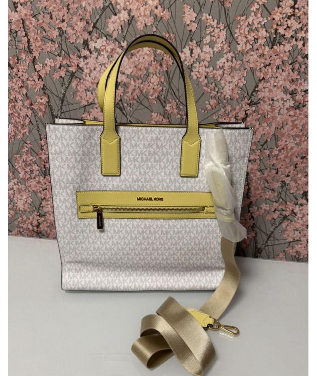 MICHAEL KORS Белая сумка тоут из канвы, фото 9