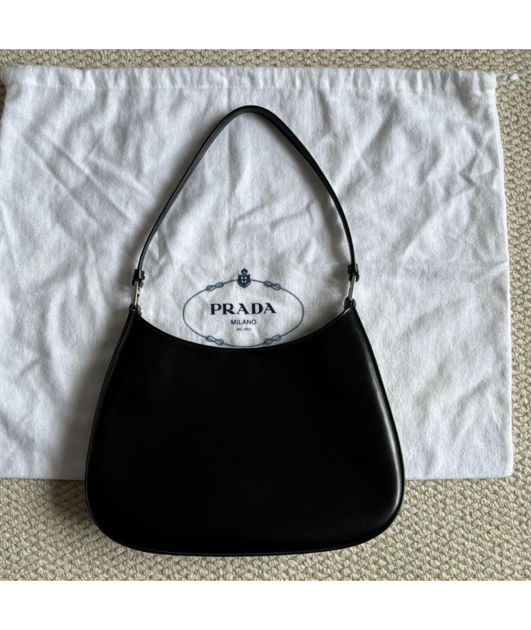 PRADA Черная кожаная сумка с короткими ручками, фото 2