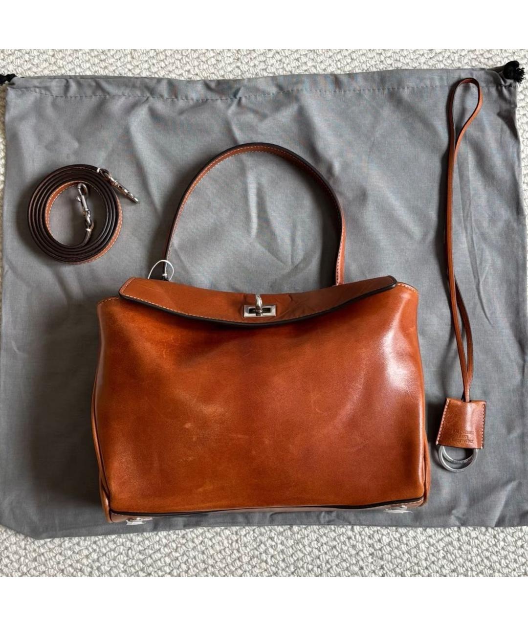BALENCIAGA Коричневая кожаная сумка тоут, фото 7