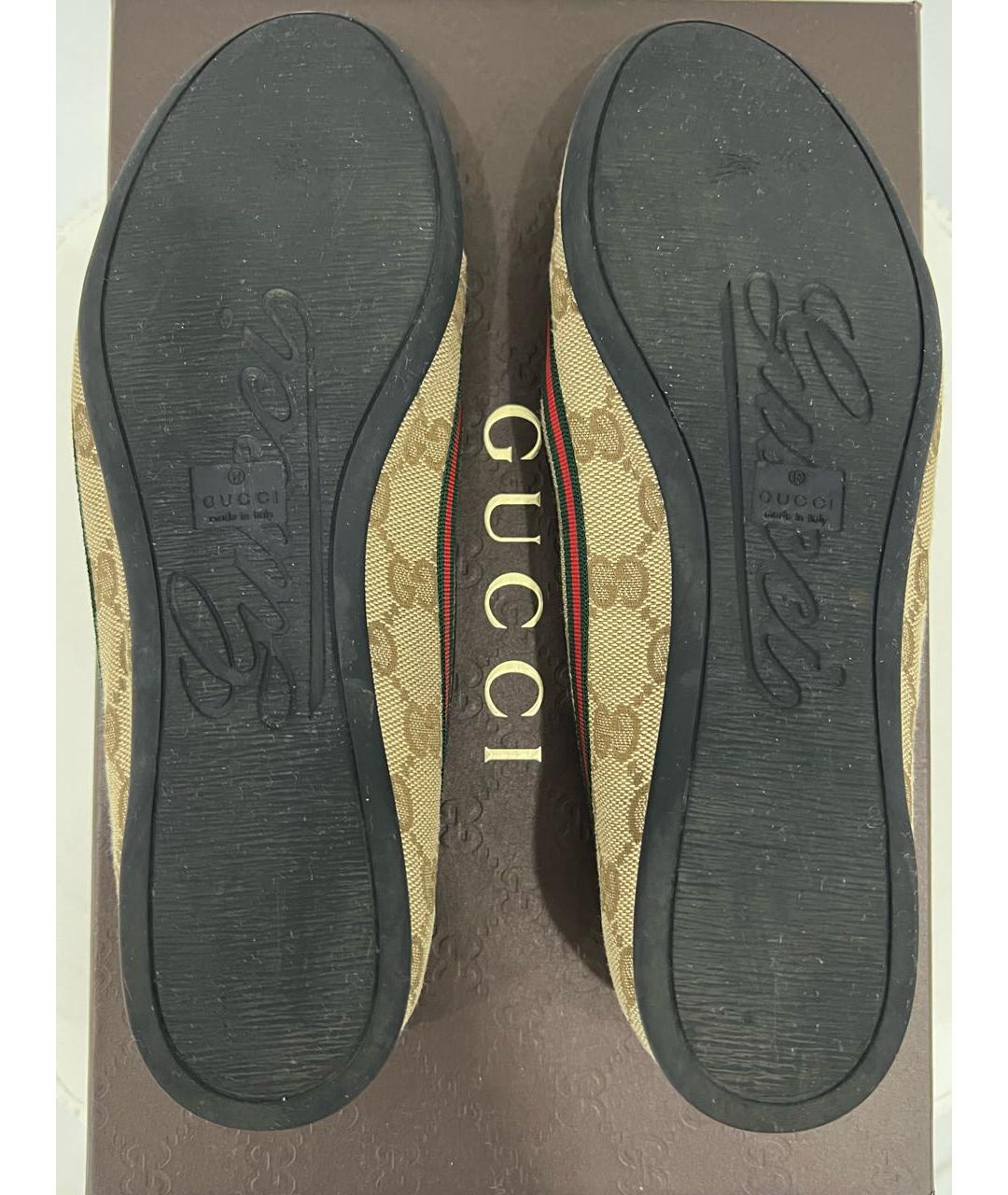 GUCCI Бежевые текстильные балетки, фото 7