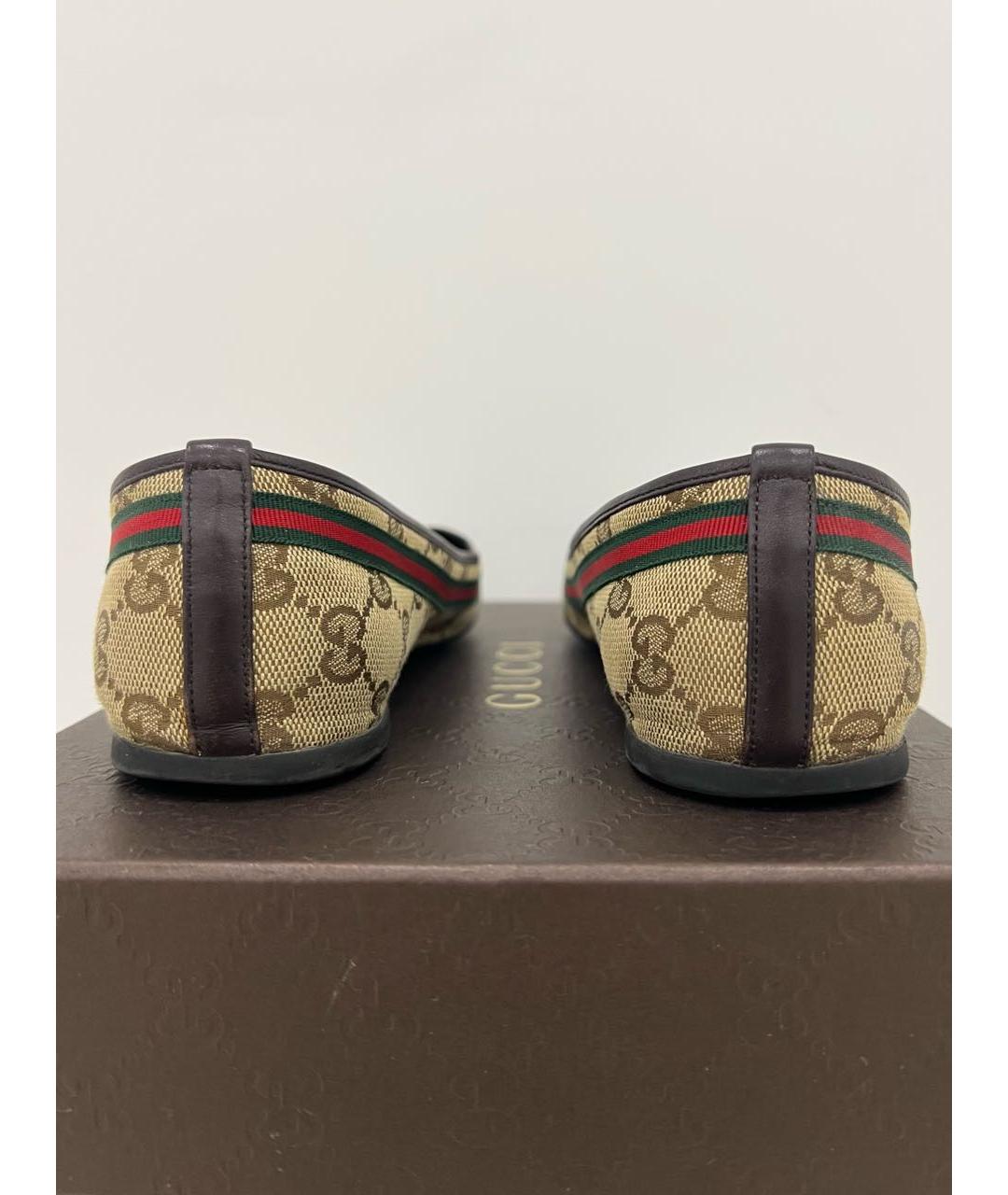 GUCCI Бежевые текстильные балетки, фото 5