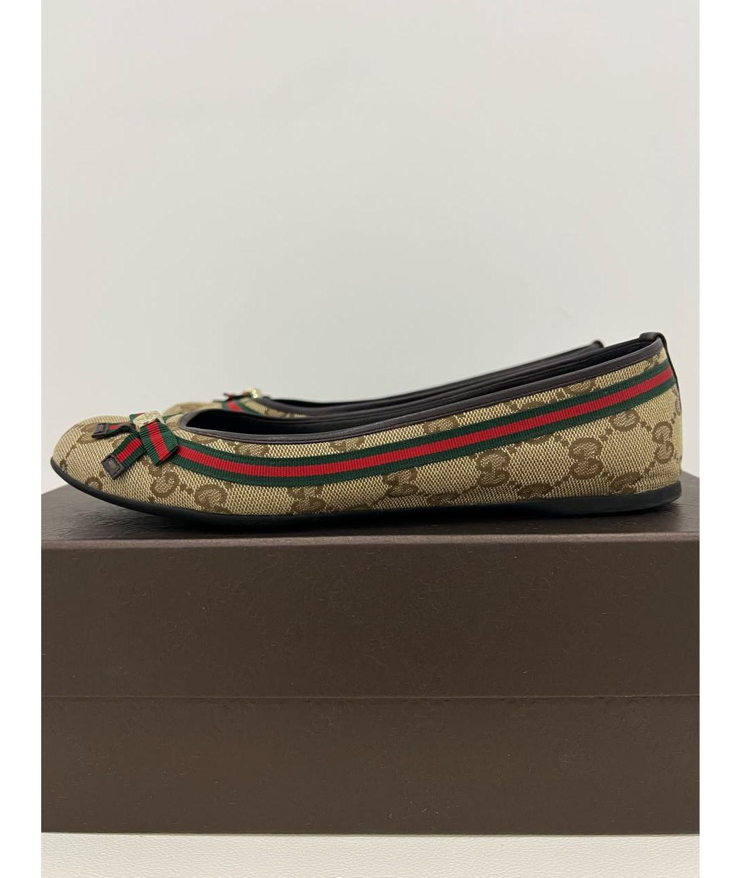 GUCCI Бежевые текстильные балетки, фото 4