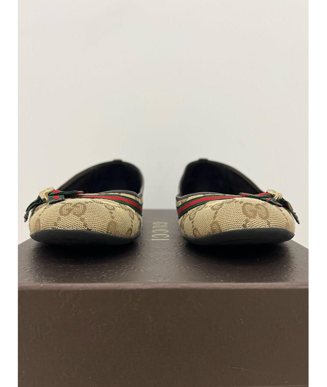 GUCCI Бежевые текстильные балетки, фото 3
