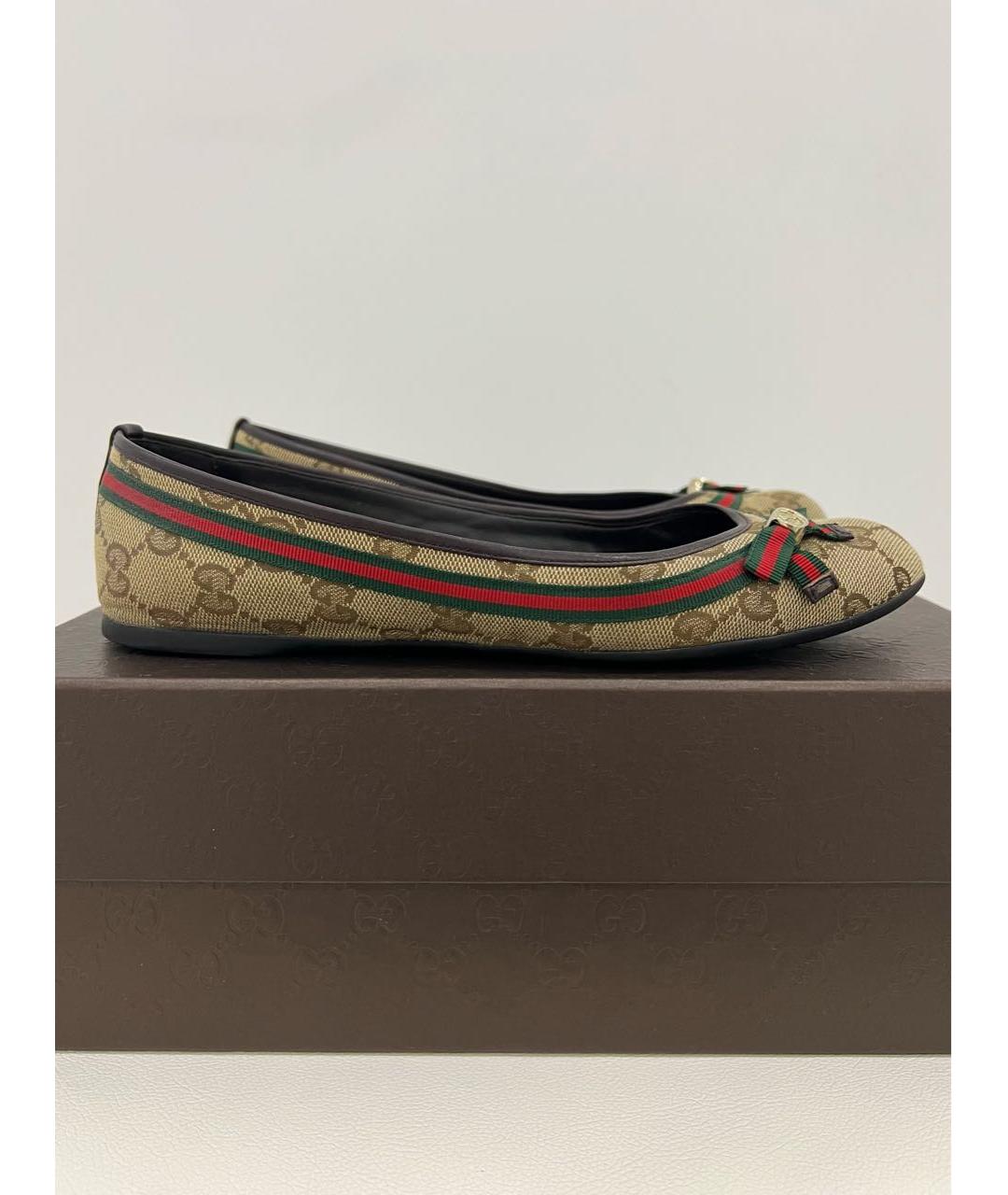 GUCCI Бежевые текстильные балетки, фото 2