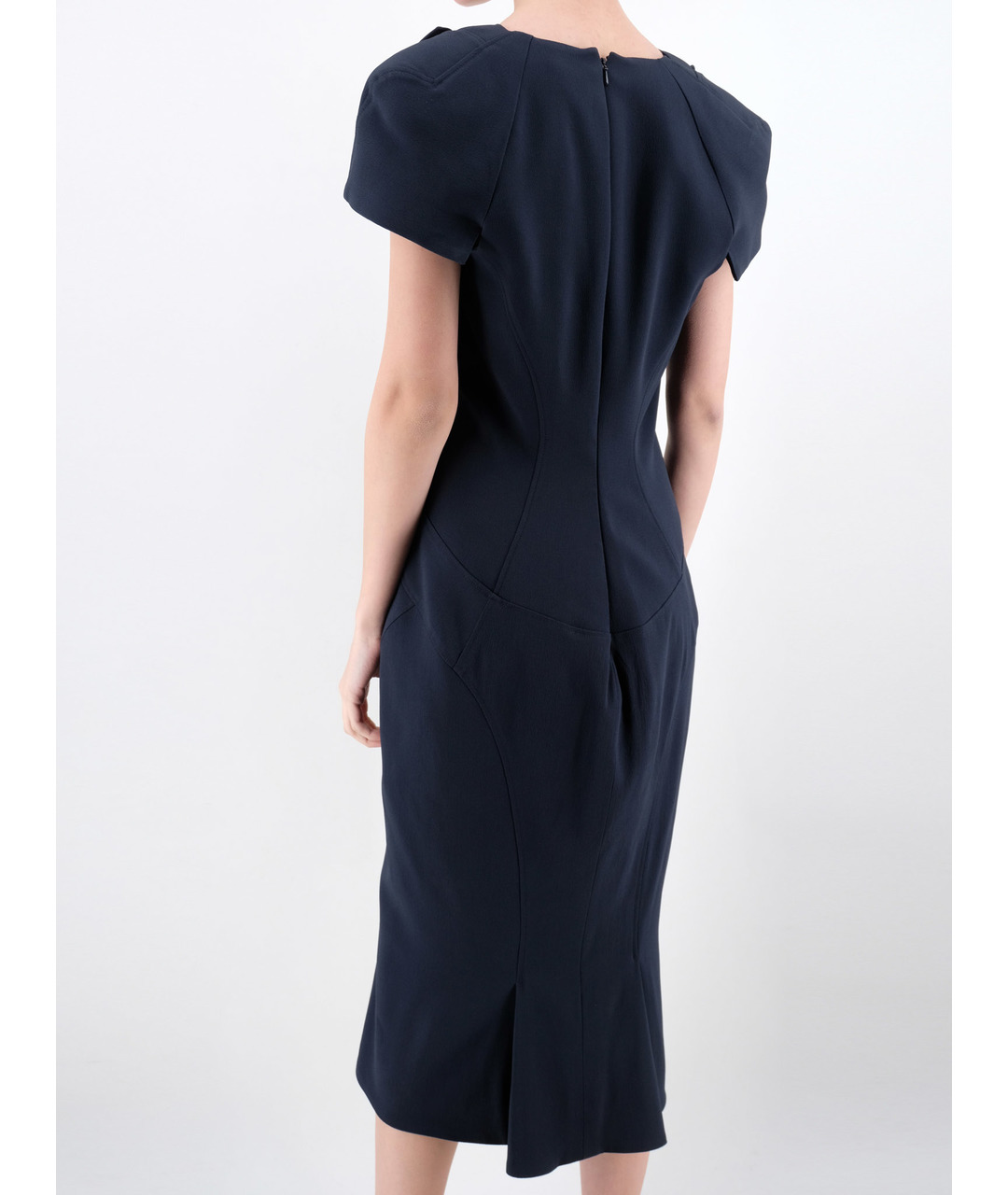ZAC POSEN Темно-синее вискозное повседневное платье, фото 3