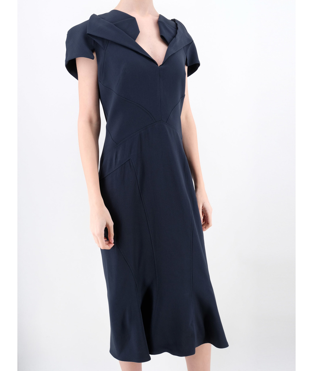 ZAC POSEN Темно-синее вискозное повседневное платье, фото 2