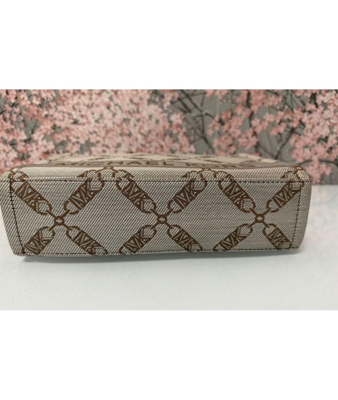 MICHAEL KORS Бежевая тканевая сумка с короткими ручками, фото 5