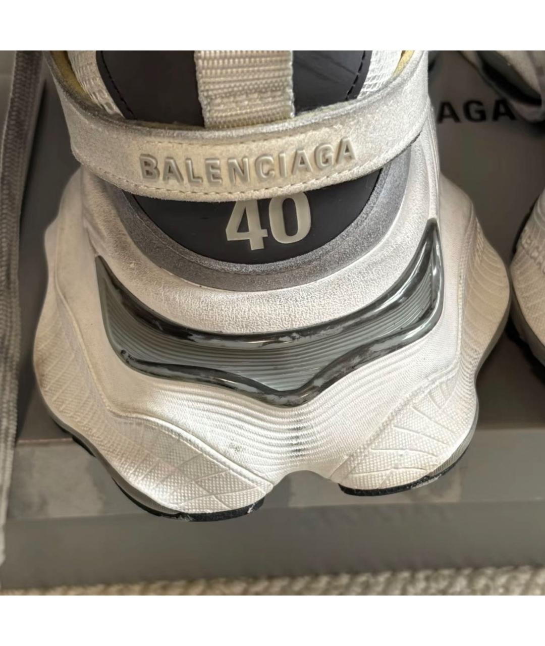 BALENCIAGA Серые кожаные низкие кроссовки / кеды, фото 6