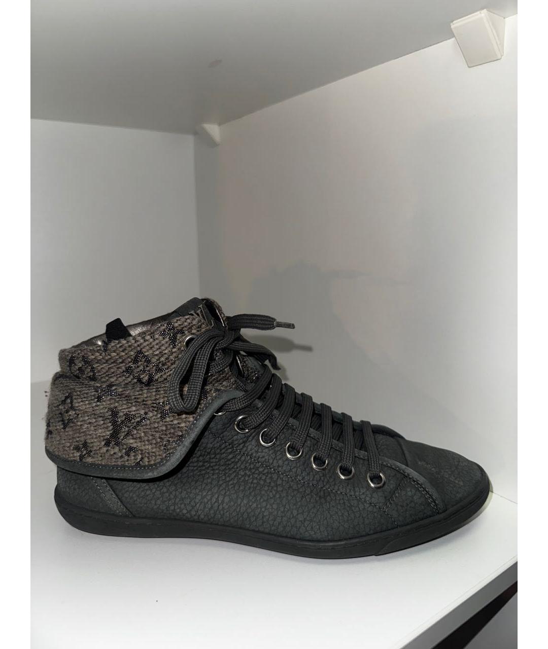 LOUIS VUITTON Серые кожаные кеды, фото 6