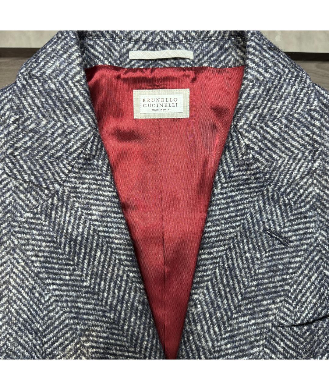 BRUNELLO CUCINELLI Синее шерстяное пальто, фото 4